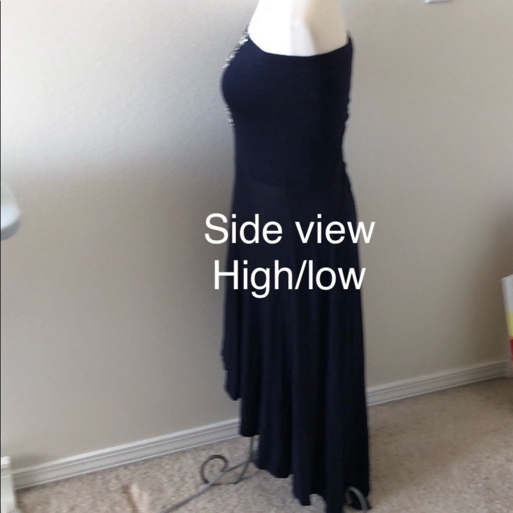🔥 STRAPLESS Navy Blue High/Low Dress🔥 - Picture 2 of 4